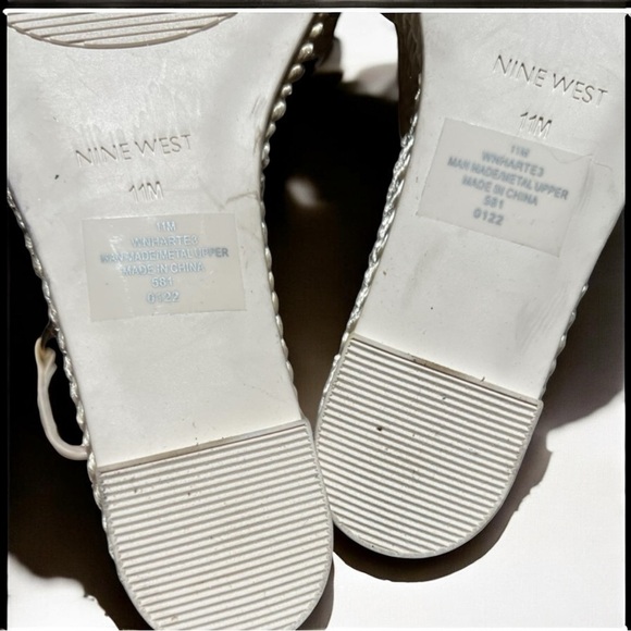 🌻Nine West Metallic Harte 3 Studded Slingback Platform Wedge Sandals Size 11 - Picture 8 of 9
